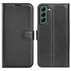 Samsung Galaxy S23 Plus Fodral Litchi Läder Svart