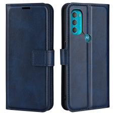 Motorola Moto G71 Fodral Solid Läder Blå