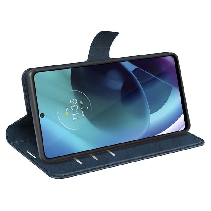 Bild 6, Motorola Moto G71 Fodral Solid Läder Blå