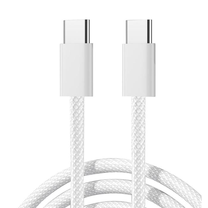 Bild 1, Joyroom 1m 60W USB-C / USB-C Nylonkabel Vit