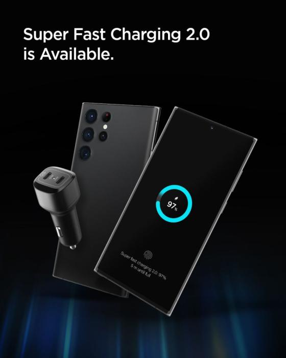 Bild 2, Spigen 75W PD 2x USB-C ArcStation Billaddare Svart