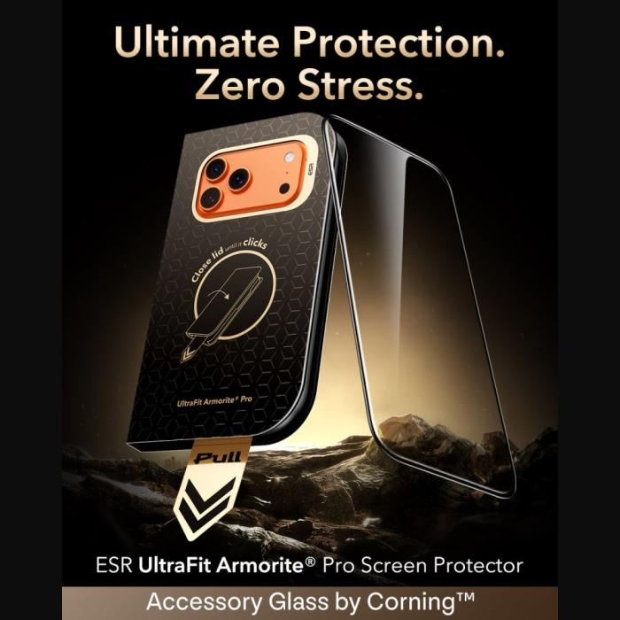 Bild 2, ESR iPhone 18 Pro Max/17 Pro Max Skärmskydd UltraFit Amorite Pro Härdat Glas