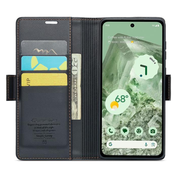 Bild 2, CASEME Google Pixel 8A Fodral Läder RFID Svart