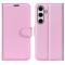 Samsung Galaxy S24 FE Fodral Litchi Läder Textur Ljus Rosa