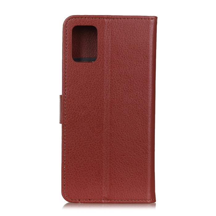 Bild 3, Samsung Galaxy A02s - Litchi Läder Fodral - Brun