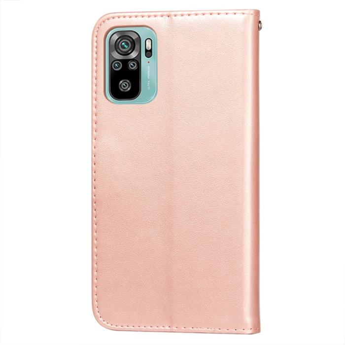 Bild 3, Xiaomi Redmi Note 10S - Solid Läder Fodral - Roséguld