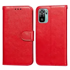 Xiaomi Redmi Note 10S - Solid L&auml;der Fodral - R&ouml;d