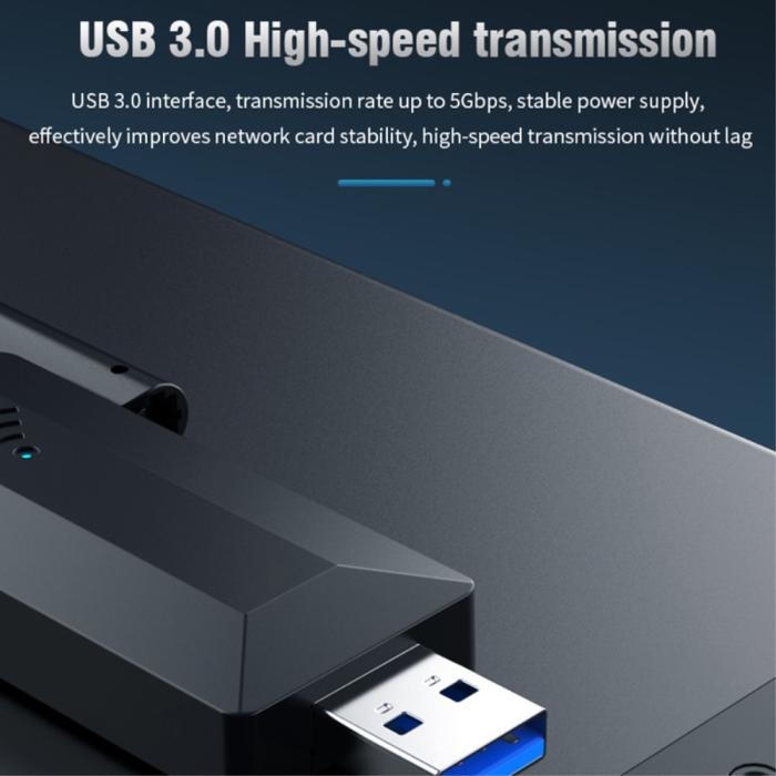 Bild 4, Trådlös USB 3.0 Nätverkskort Dual-Band Svart