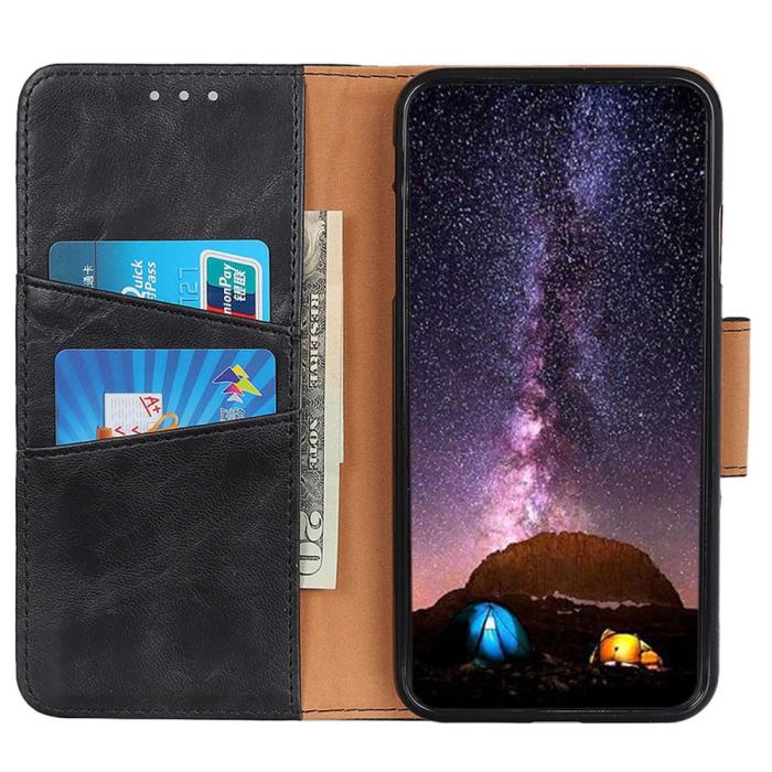 Bild 2, Galaxy S23 Fodral Crazy Horse Split Läder Svart