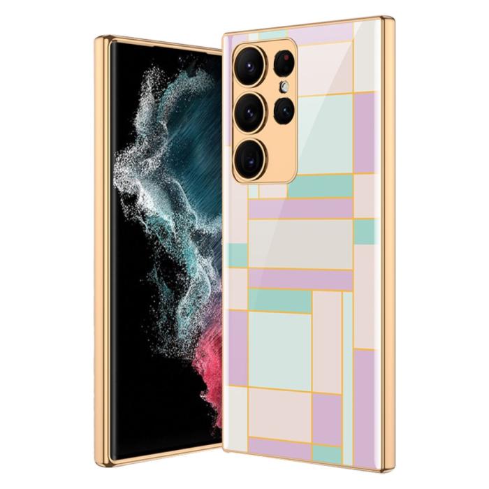 Bild 1, GKK Galaxy S24 Ultra Skal Härdat Glas Electroplate Lila/Cyan