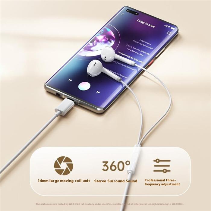 Bild 2, WEKOME In-Ear Hörlurar USB-C Vit