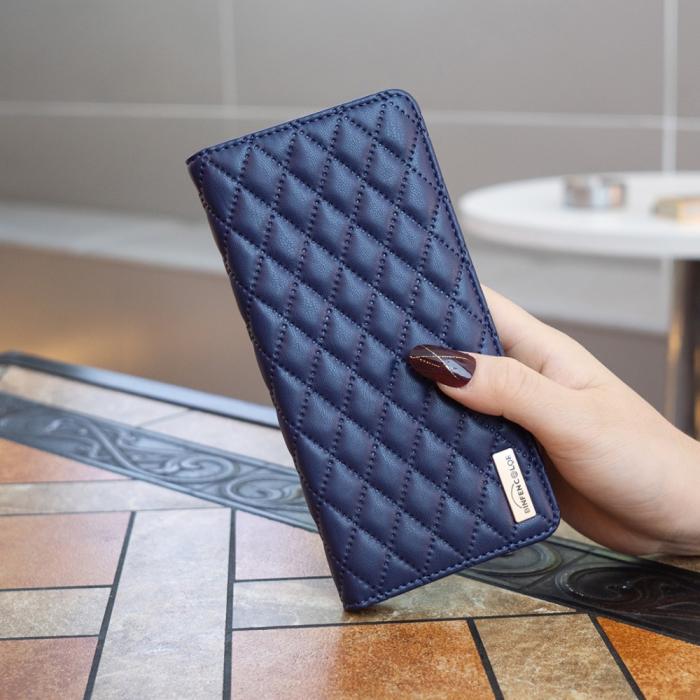 Bild 5, iPhone 16 Plus Fodral Diamond Flip Läder Mörk Blå