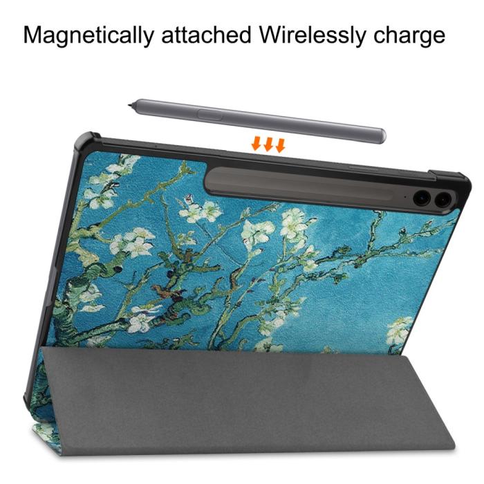 Bild 5, Galaxy Tab S9 FE Plus Fodral Tri-Fold Läder Peach Blossom