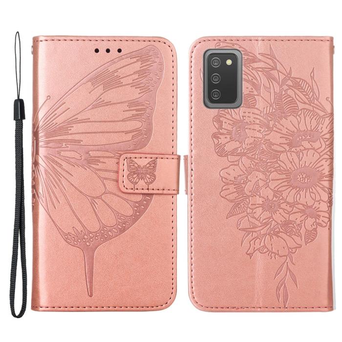 Bild 1, Samsung Galaxy A03s Fodral Tryckt Butterfly Roséguld