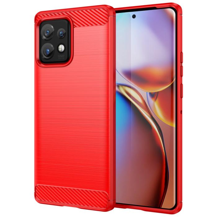 Bild 1, Motorola Edge 40 Pro 5G Skal Borstad Stål Textur Röd