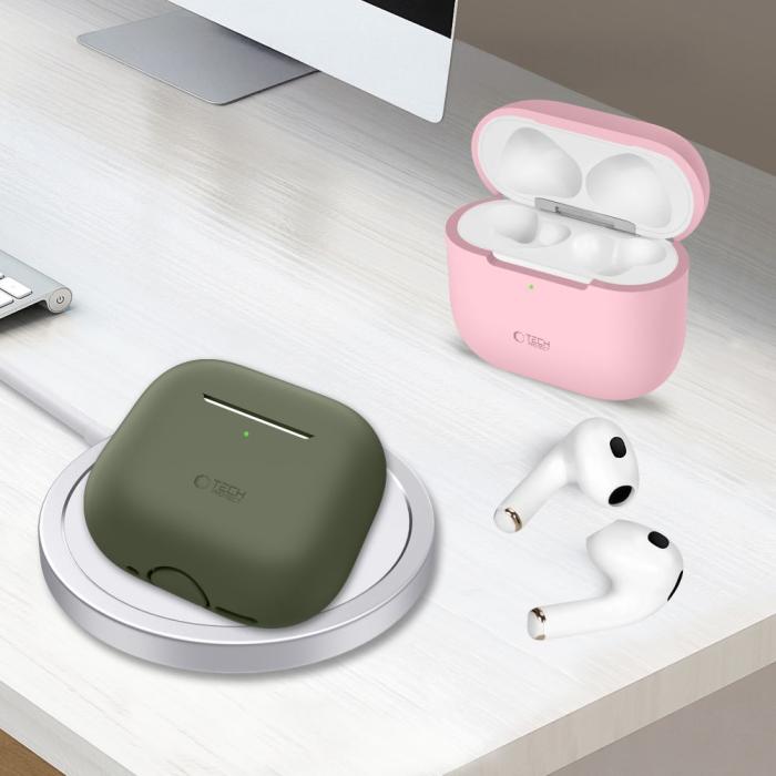 Bild 4, Tech-Protect AirPods 4 Skal Silikon Crayon Grey
