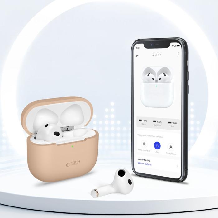 Bild 5, Tech-Protect AirPods 4 Skal Silikon Crayon Grey