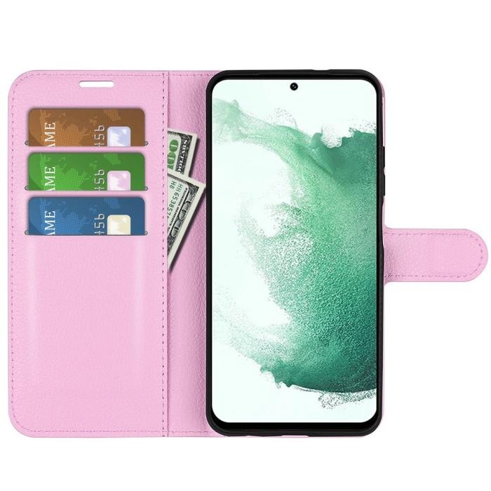 Bild 2, Samsung Galaxy S23 Plus Fodral Litchi Läder Ljus Rosa