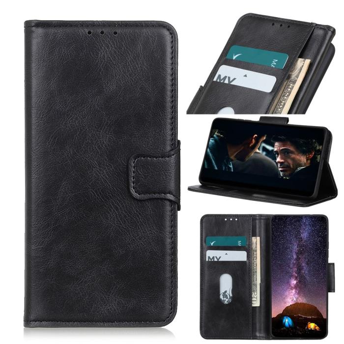 Bild 1, Xiaomi Redmi 9C Fodral Crazy Horse Läder Svart