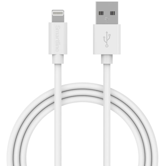 Bild 1, Smartline 2m Lightning MFi Laddningskabel Vit