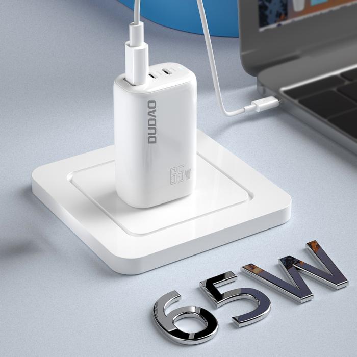 Bild 4, Dudao 65W GaN 3in1 Reseadapter Laddare PD QC Vit
