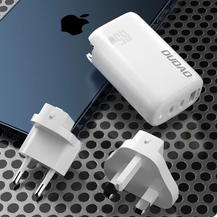 Bild 5, Dudao 65W GaN 3in1 Reseadapter Laddare PD QC Vit