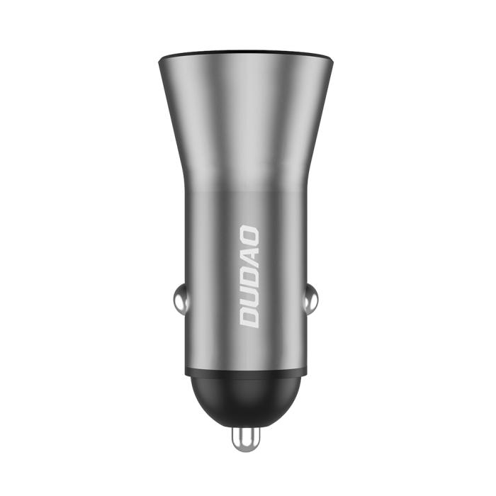 Bild 2, Dudao 45W USB-C / USB-A Billaddare PD QC Grå