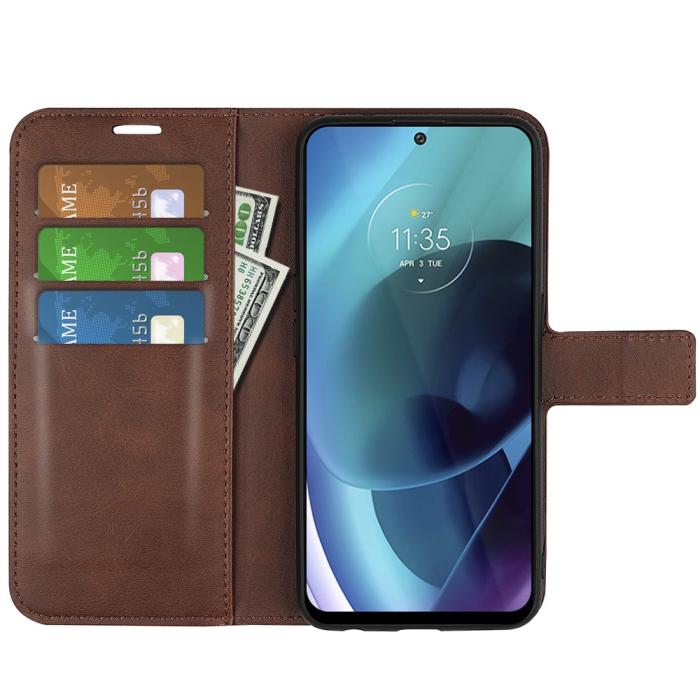 Bild 5, Motorola Moto G71 Fodral Solid Läder Brun