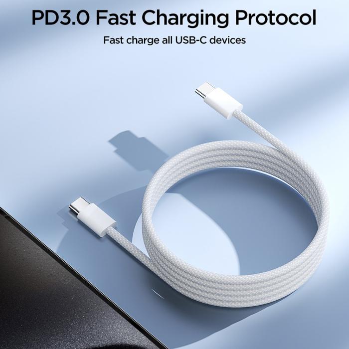 Bild 4, Joyroom 1m 60W USB-C / USB-C Nylonkabel Vit