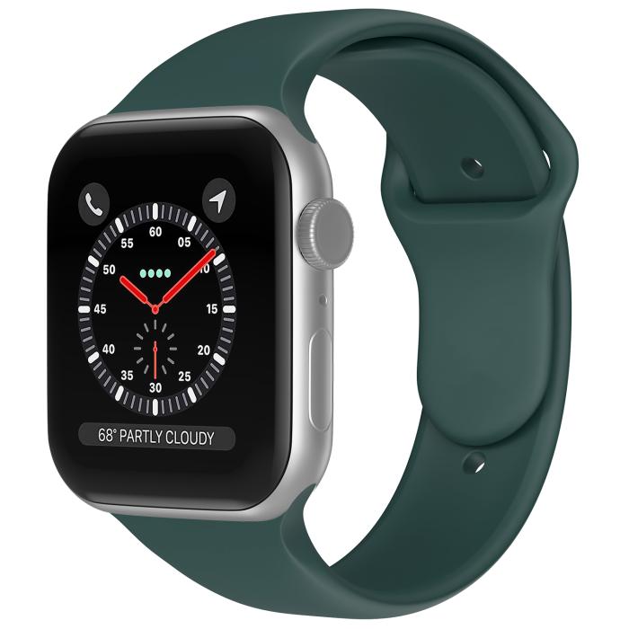 Bild 2, Apple Watch 38/40/41 mm Silikon Armband (S/M) Mörk Grön