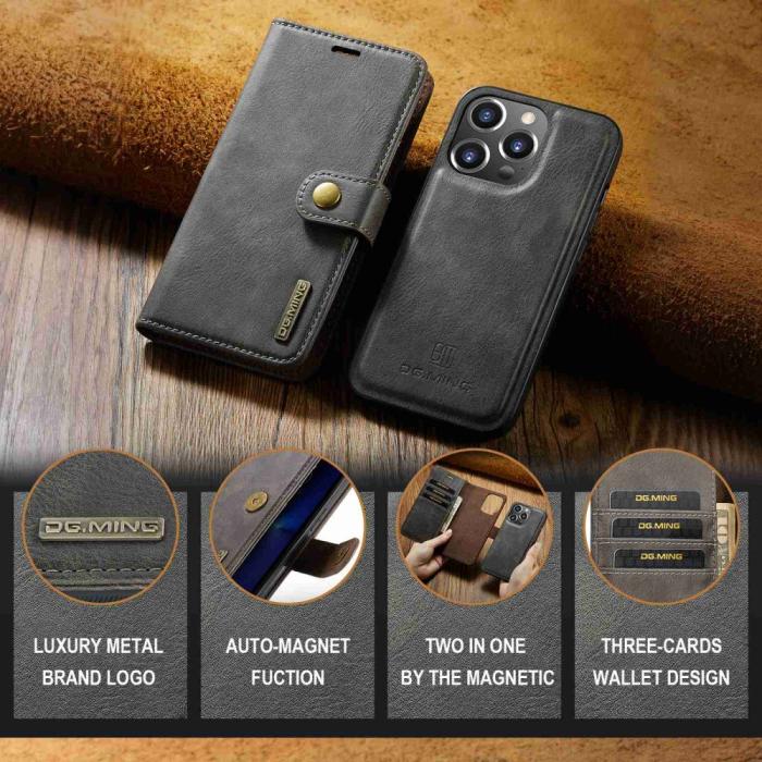 Bild 4, DG.MING iPhone 15 Pro 2in1 Magnet Fodral / Skal Grå
