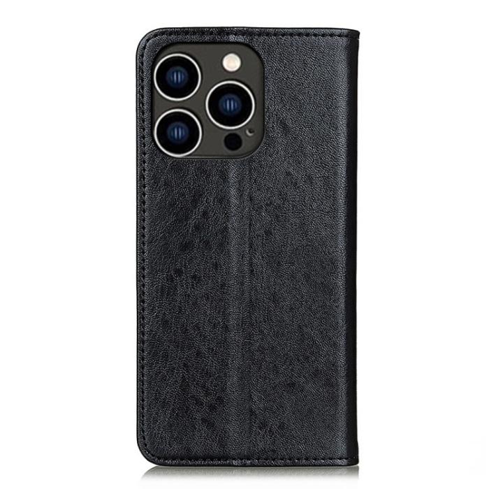 Bild 3, iPhone 15 Pro Fodral Flip Crazy Horse Svart