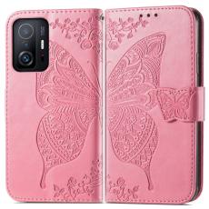 Xiaomi 11T / 11T Pro Fodral Läder Butterfly Rosa