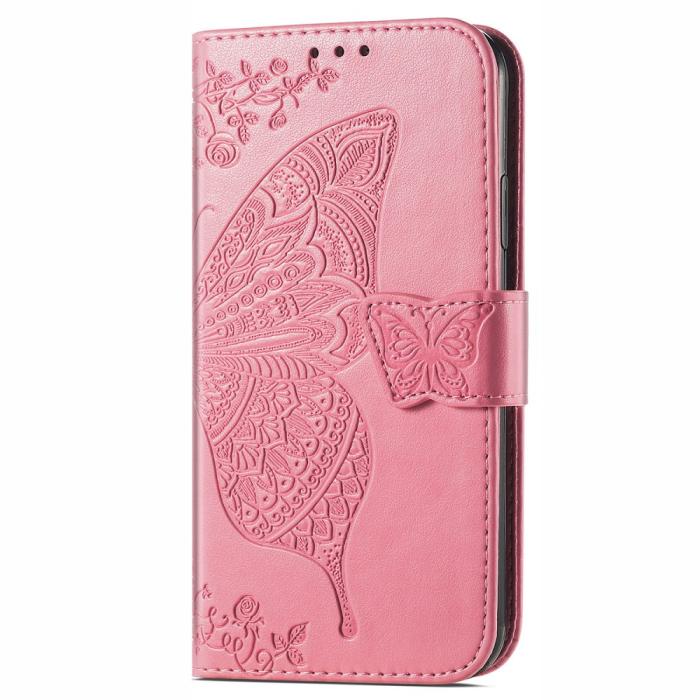 Bild 2, Xiaomi 11T / 11T Pro Fodral Läder Butterfly Rosa