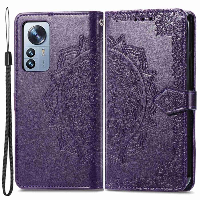 Bild 1, Xiaomi 12T / 12T Pro Fodral Mandala Läder Lila