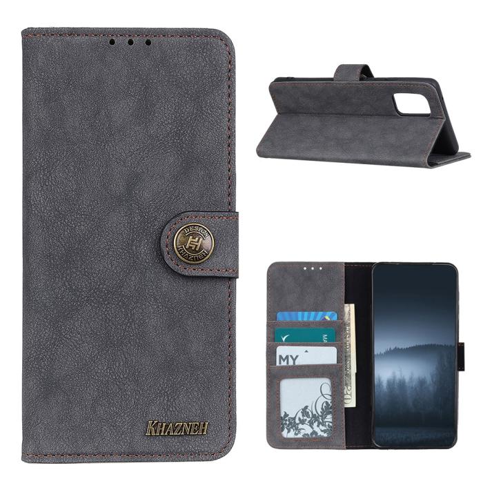 Bild 1, Samsung Galaxy A02s - KHAZNEH Retro Split Läder Fodral - Svart