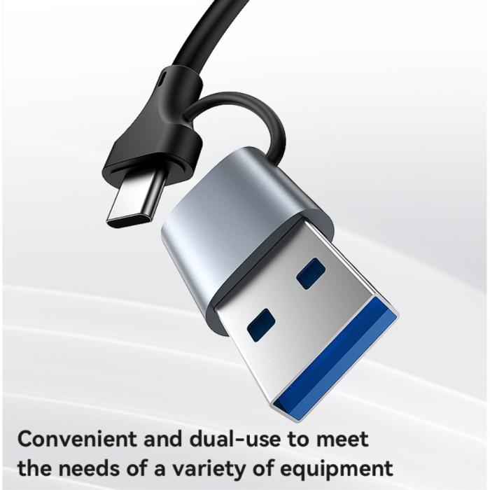 Bild 5, YESIDO 2in1 USB-C/USB-A till RJ45 Adapter Grå