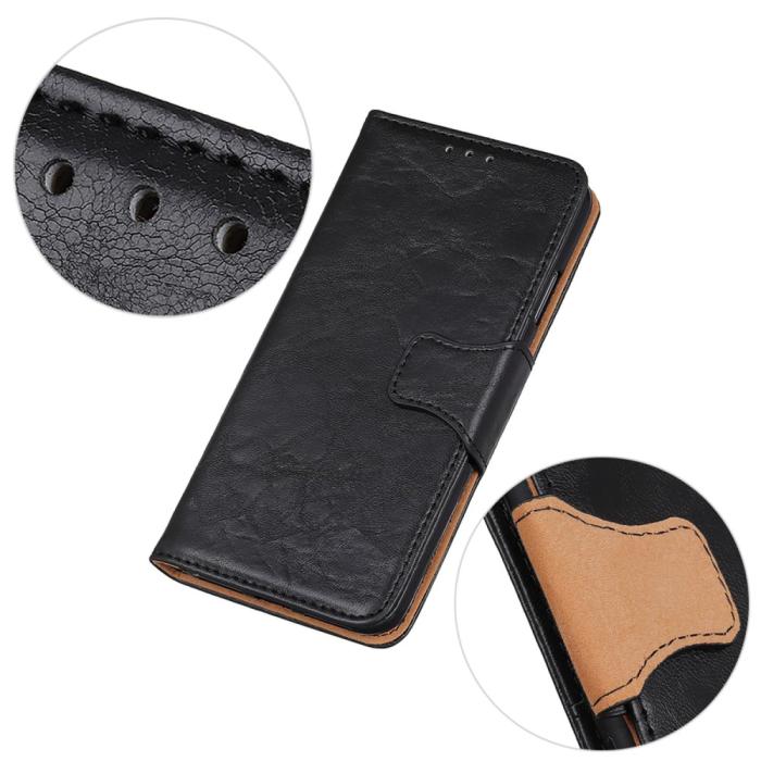 Bild 5, Galaxy S23 Fodral Crazy Horse Split Läder Svart