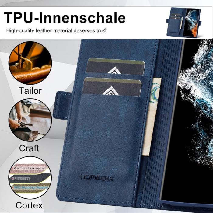 Bild 5, LC.IMEEKE Galaxy S23 Ultra Fodral RFID Magnetisk Stängning Blå