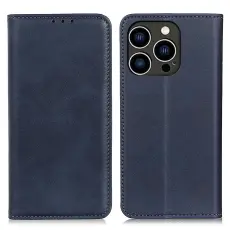 iPhone 16 Pro Max Fodral Läder Flip Mörk Blå