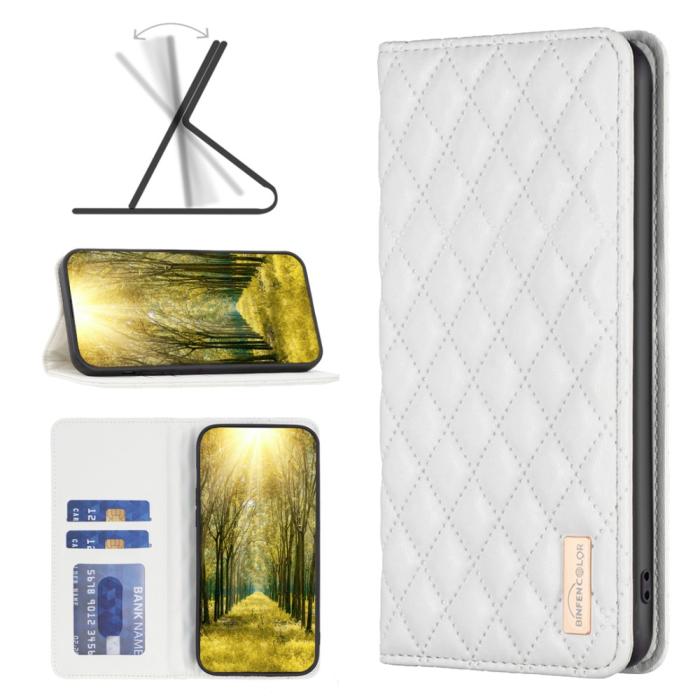 Bild 6, iPhone 16 Plus Fodral Diamond Flip Läder Vit