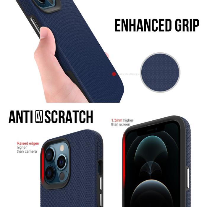 Bild 6, iPhone 13 Pro Skal Hybrid Triangle Textur Blå