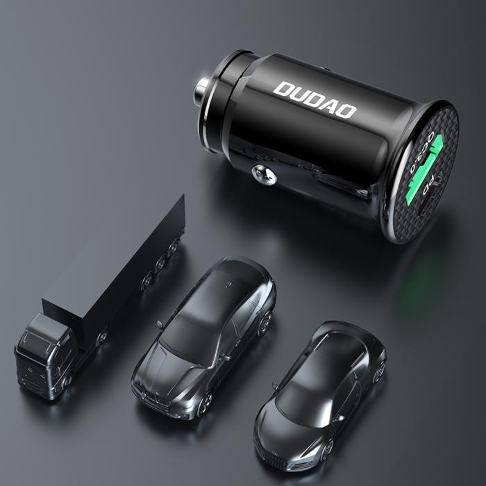Bild 2, Dudao 20W PD QC Snabbladdare USB-C / USB-A Billaddare Svart