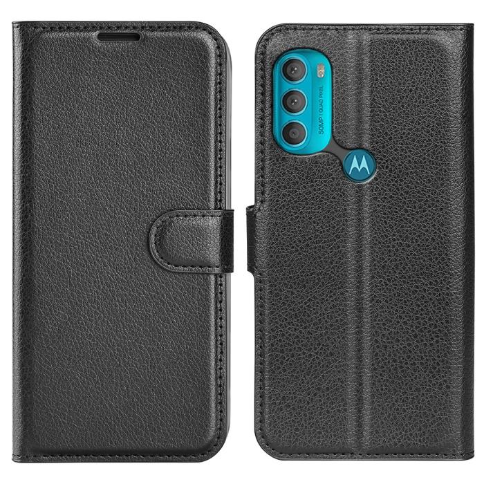 Bild 1, Motorola Moto G71 Fodral Litchi Textur Svart