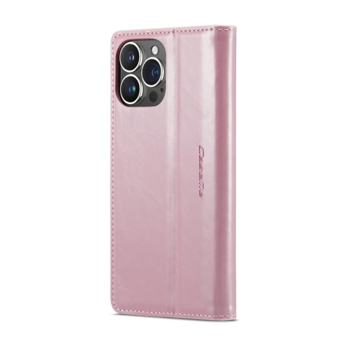 Bild 4, CASEME iPhone 16 Pro Fodral Oil Wax Flip Rosa