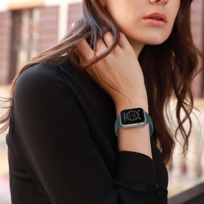 Bild 5, Apple Watch 38/40/41 mm Silikon Armband (S/M) Mörk Grön