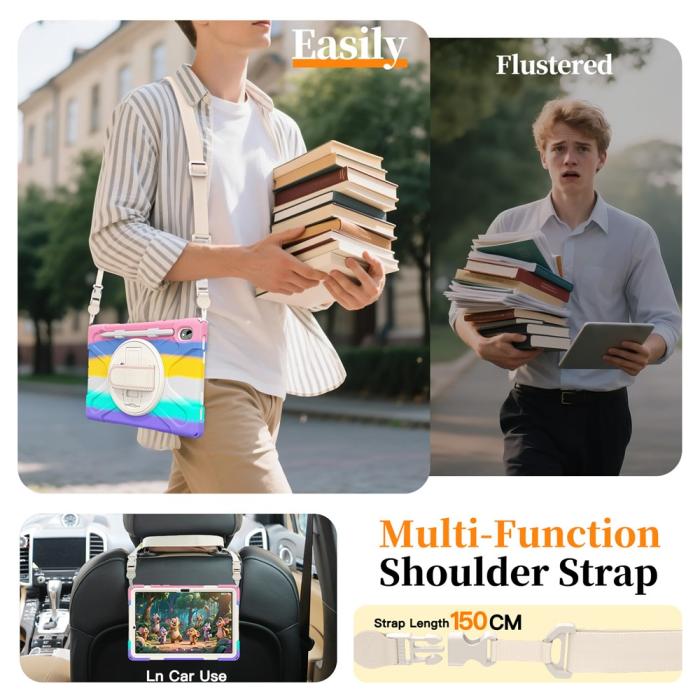 Bild 6, Samsung Galaxy Tab S11 Skal Shockproof Hybrid Kickstand Rainbow