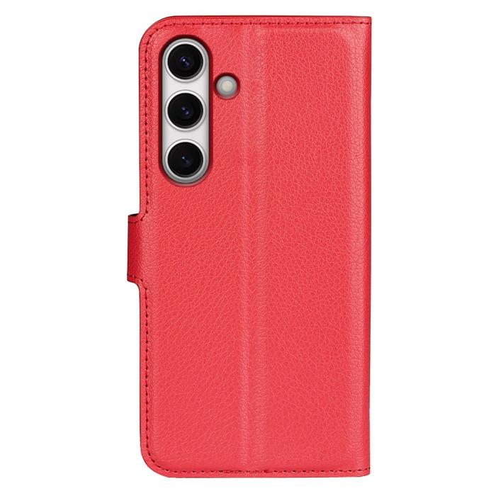Bild 6, Samsung Galaxy S24 FE Fodral Litchi Läder Textur Röd