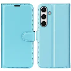 Samsung Galaxy S24 FE Fodral Litchi Läder Textur Blå