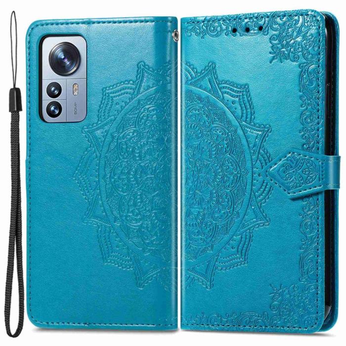 Bild 1, Xiaomi 12T / 12T Pro Fodral Mandala Läder Blå